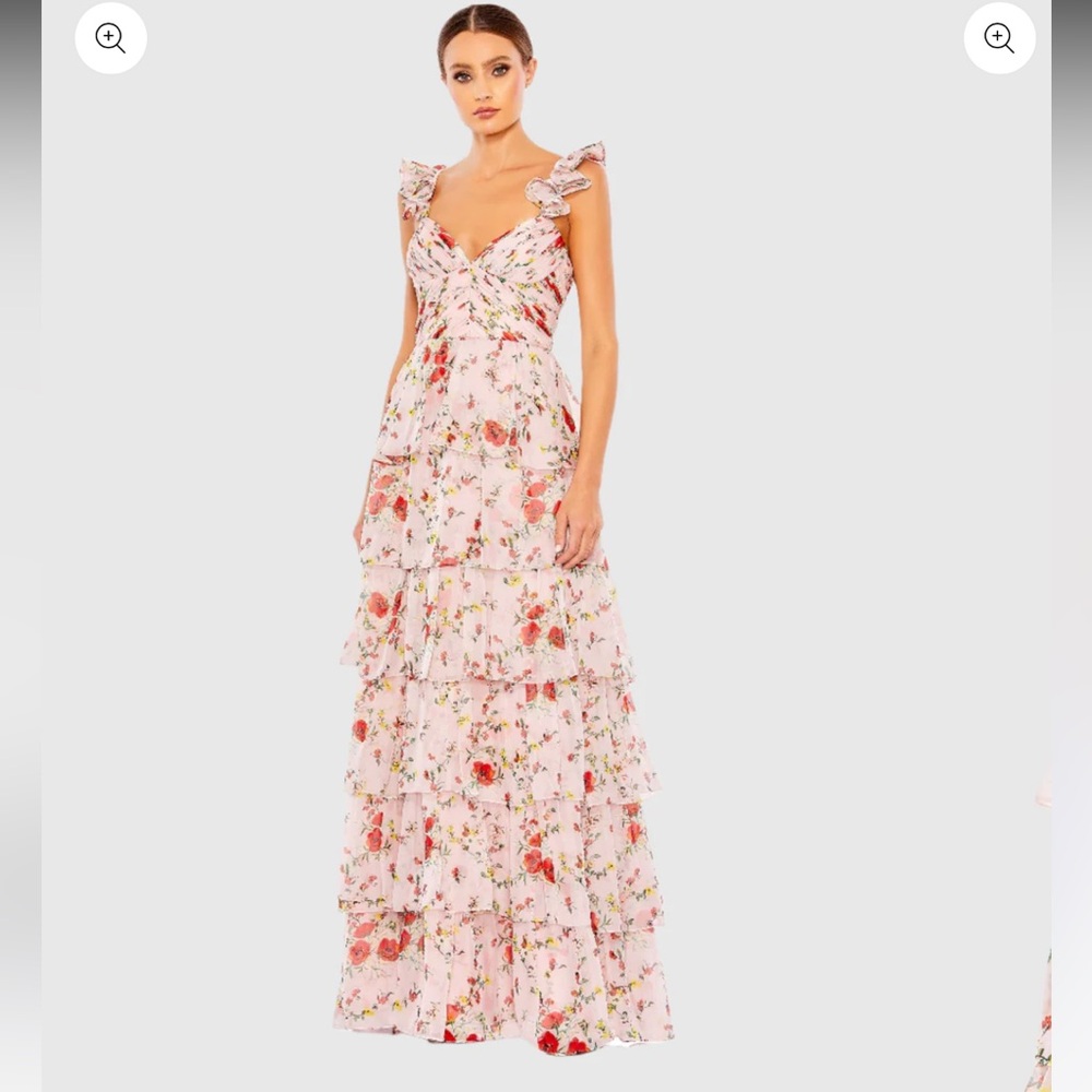 Mac Duggal Pink Floral Maxi Dress